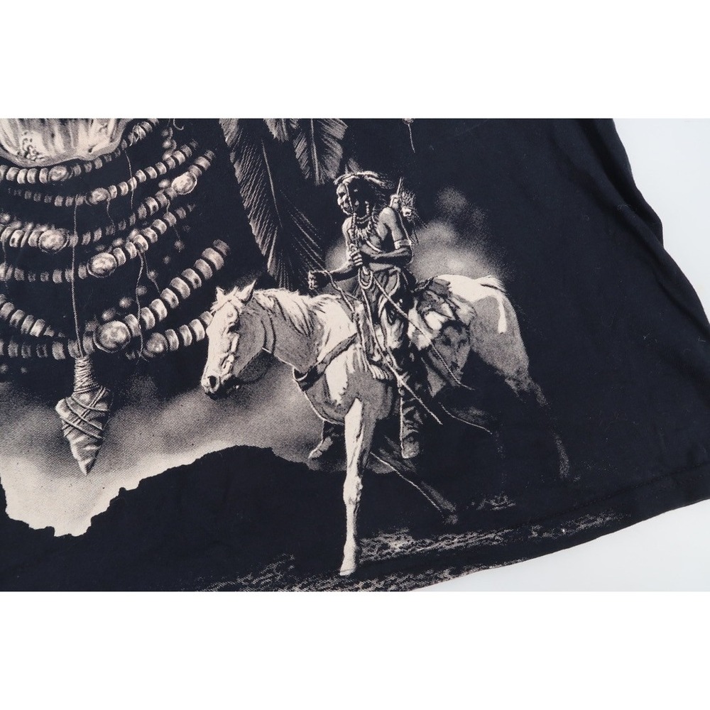 Jerzees Skull Native American T-Shirt Mens 2XL Black All Over Graphic Tee XXL - Picture 4 of 10